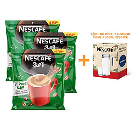 Hình ảnh [Tặng Bộ bình ly Lumiarc 750ml & 200ml NESCAFE] Combo 3 Bịch NESCAFÉ 3IN1 Công thức cải tiến - VỊ RANG ĐẬM Bịch 46 gói