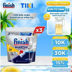 Combo 3 túi viên rửa chén bát Finish Powerball Quantum 21 viên/túi