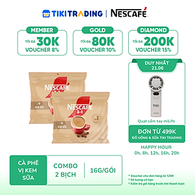 Combo 2 Bịch Cà phê hòa tan NESCAFÉ 3IN1 VỊ KEM SỮA Bịch 24 gói ĐẬM VỊ SỮA, CHUẨN CÀ PHÊ