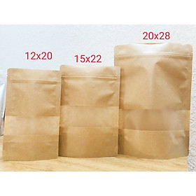 Mua Túi giấy Kraft nâu zipper có cửa sổ  tràn viền 15x22 cm 1kg
