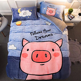 Bộ Chăn Ga Gối Nỉ Nhung Họa Tiết FOLLOW YOUR DREAMS