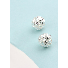 Combo 2 cái charm bạc hình cầu họa tiết hoa văn xỏ ngang - Ngọc Quý Gemstones