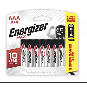 Pin Max 8 + 4 Viên Energizer E92 BP8+4 AAA
