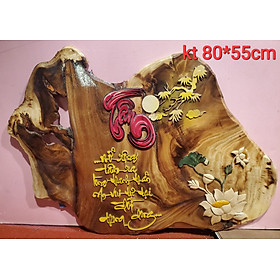 Tranh gỗ  nghệ thuật  thư pháp chữ TÂM