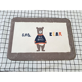 Thảm Lau Chân Cotton Len Cừu Hình Little Bear