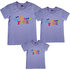 Áo Thun Gia Đình Họa Tiết Happy Family 2 Màu Tím