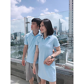 Set đồ đôi áo váy cặp CoupleTina 100% cotton cao cấp - Màu xanh biển