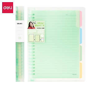 Sổ Tay Ghi Chép 60 Trang Gáy Lò Xo A5 Deli - Xanh Dương/Hồng/Vàng/Xanh Lá - QHA560