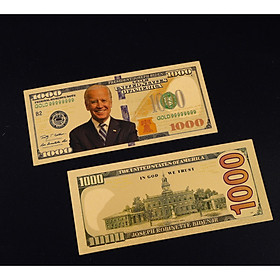 Mua Tiền 1000 USD tổng thống Biden mạ vàng plastic óng ánh seri 999999   Quà tặng sưu tầm