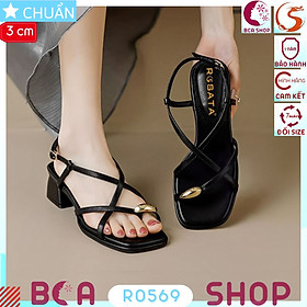 Giày sandal nữ đế thấp 3p RO569 ROSATA tại BCASHOP kết hợp kiểu xỏ ngón có điểm nhấn tại ngón cái độc đáo và thời trang