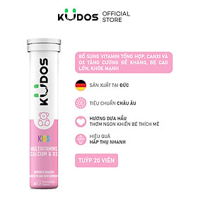 Viên sủi  KUDOS KIDS - Thực phẩm bảo vệ sức khỏe KUDOS KIDS MULTIVITAMINS PLUS CALCIUM & D3   (20 viên/ Tuýp)