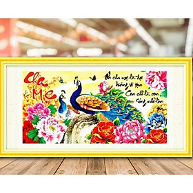 TRANH THÊU CHỮ THẬP CHA MẸ 75x42cm - tự thêu