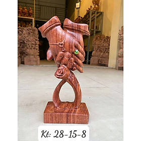 Tượng Đôi bàn tay tình nhân tranh trí phong thủy bằng gỗ hương đá kt 28×15×8cm