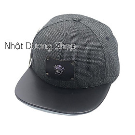 Mũ Nón Snapback thời thượng - Nón hiphop mặt da gắn mặt sắt phong cách phù hợp với mọi lứa tuổi - Xám&đen