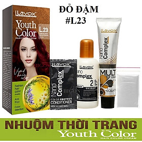 (Đỏ Đậm - L23) Kem Nhuộm Tóc Màu Thời Trang Lavox Youth&Color L23 - Màu Đỏ Đậm