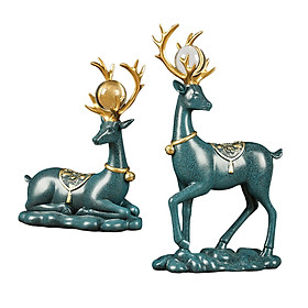 Reindeer Figurines Craft Elk Deer Statue for Home Cabinet Living Room Decor Accents