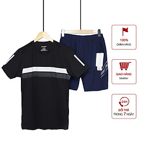Set Quần Áo Mặc Tại Nhà Dành Cho Nam Áo Đen Quần Xanh Dương Vải Áo Dệt Kim Chất Vải Quần Si Dù Cao Cấp Big Sport