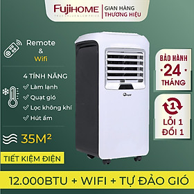 Mua Điều hoà di động tự đảo gió 12.000BTU FUJIHOME dùng cho phòng 30m2  máy lạnh di động đứng mini có điều khiển từ xa không cần lắp đặt sử dụng app hút ẩm  giao hàng toàn quốc - Hàng Nhập Khẩu