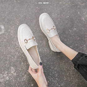 CÓ SẴN ẢNH THẬT Giày Loafer Moca bệt búp bê nữ học sinh văn phòng da mềm 3cm ảnh thật có sẵn ulzzang xuất fullbox video