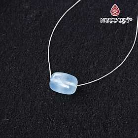 Dây chuyền bạc lu thống aquamarine hải lam ngọc 12x15mm mệnh thủy, mộc - Ngọc Quý Gemstones