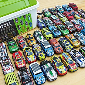 Set 30 xe ô tô hợp kim kèm hộp đựng hàng loại 1, xe ô tô đồ chơi nhiều màu kèm thùng đựng cho bé
