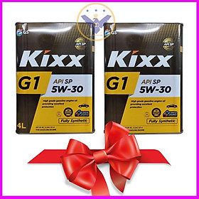 Combo 2 Dầu nhớt ô tô full tổng hợp Kixx G1 API SP 5W30 Hàn Quốc can sắt 4L