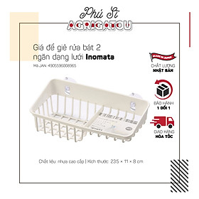 Mua Rổ treo hút chân không đựng miếng bọt biển 2 ngăn Inomata màu trắng kem