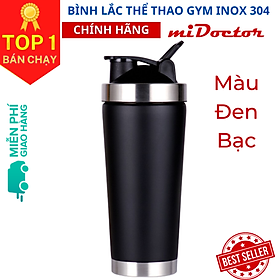 Bình lắc thể thao shaker, tập gym inox 304, đựng nước