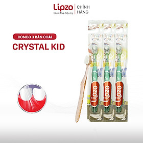 Combo 3 Bàn Chải Đánh Răng LIPZO Crystal Kids Lông Chỉ Tơ Nha Khoa Kháng Khuẩn Dành Cho Trẻ Em Từ 2 -5 Tuổi