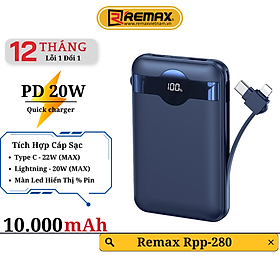 Mua Pin sạc dự phòng kèm cáp 10000mAh Remax RPP-280 - Cục Sạc Dự Phòng Sạc Nhanh PD 20W Hàng Chính Hãng Remax