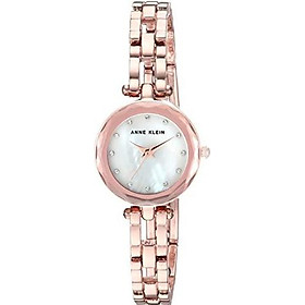 Anne Klein Women's Swarovski Crystal Accented Rose Gold-Tone Open Bracelet Watch