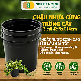 Bộ 3 Chậu nhựa trồng cây, nhiều kích thước, thoát nước tốt, đa dạng kích thước trồng cây, hoa, kiểng lá |Greenhome