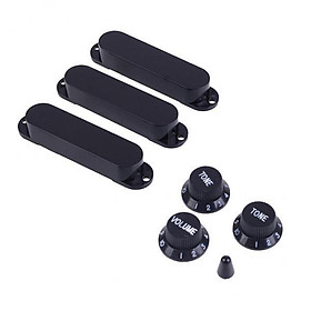 2X Single Coil Pickup Cover Crontrol Knob Tip for Electric Guitar Black