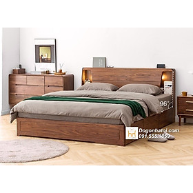 Mua Mẫu Giường Gỗ Sồi Đẹp Màu Óc Chó Hiện Đại Giá Rẻ 1m8  2m - GN622