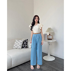 Quần suông vải nữ q238804 culottes ống rộng chiết ly germe