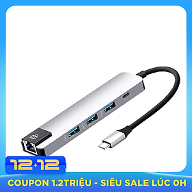 Hub USB Type C 5 in 3 x USB 3.0 / USB Type C / RJ45 - Màu Ngẫu Nhiên (F2)