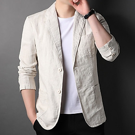 Áo khoác Blazer Nam Form suông dài tay unisex basic chất linen cao cấp ,hợp mọi thời đại, phong cách Hàn Quốc, Blazer Đũi Việt