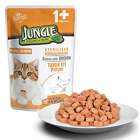 Pate Vị Gà Cho Mèo Triệt Sản Jungle Sterilized Cat Chicken In Gravy Gói 100g - Xuất Xứ Litva Châu Âu