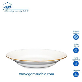 Đĩa Sâu 15.5cm Sứ Trắng Viền Kim OHIO