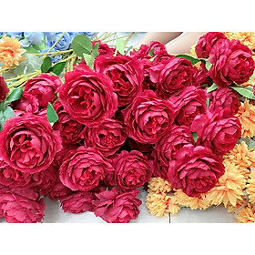 Hoa Mẫu Đơn Giả Nhân Tạo nhựa Cành Lớn 3 Bông Dùng Trang Trí Văn Phòng / Phòng Khách /Phòng Ngủ / Tết 2021
