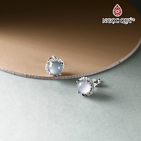 Bông tai phỉ thúy lam ngọc type A 9mm mệnh hỏa , mộc - Ngọc Quý Gemstones