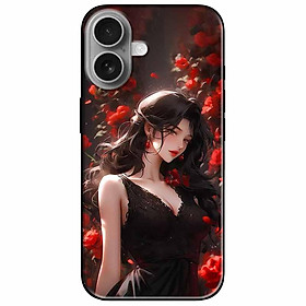 Ốp lưng cho IPhone 15 - 15 Plus - 15 Pro - 15 Pro Max - 16 - 16 Plus - 16 Pro - 16 Pro Max - Cô Gái Đầm Đen - Hàng Chính Hãng