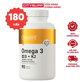 Viên Uống Dầu Cá OstroVit Omega 3, D3+K2, Vitamin E, Hỗ Trợ Hệ Tim Mạch, Não Bộ, Giúp Xương Chắc Khỏe (90 | 180 viên)