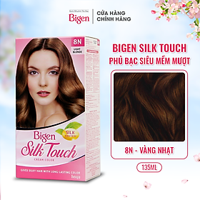 Thuốc nhuộm dưỡng tóc phủ bạc thảo dược Bigen Silk Touch Thương hiệu Nhật Bản Sắc Màu trẻ trung 80ml dạng kem - BST 8N