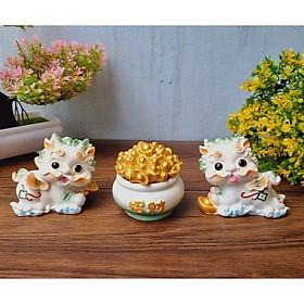 Mua (Nhiều mẫu) Bộ tượng Kỳ Lân màu trắng - tặng kèm 50 xu vàng may mắn