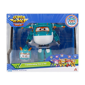 Đồ Chơi SUPERWINGS Robot Biến Hình Cỡ Lớn Khủng Long Tino Kết Hợp Thú Cưng