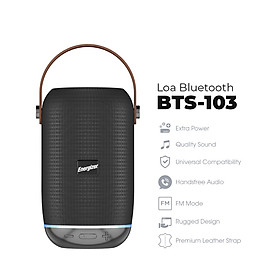 Loa Bluetooth kèm pin sạc dự phòng Energizer BTS-103BK, Hỗ trợ chức năng Rảnh tay, FM, thẻ Micro SD, USB, AUX - Hàng chính hãng