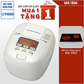 Nồi cơm cao tần áp suất kép Tiger JPT-H18S (1.8L) Tặng 1 Bếp đôi hồng ngoại SQ-350T - Hàng Chính Hãng