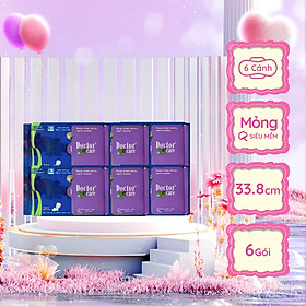 Combo 6 Băng vệ sinh ban đêm Doctor Care tinh chất thảo dược 33.8cm siêu thấm hút