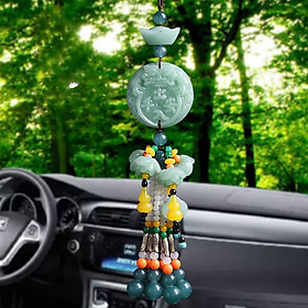 Khánh trang trí xe hơi, Hoa sen bình an, hồ lô tài lộc, chất liệu đá cẩm thạch, tặng kèm túi nhung cung hỷ